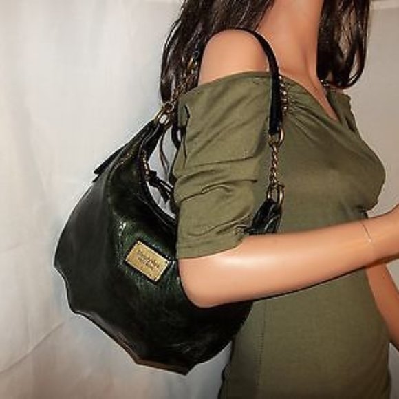 Handbags - Small Metallic Green and Black Purse Shoulder Bag